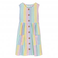 Vibrant 2K: Vertical Stripe Linen Mix Dress (1-3 Years)
